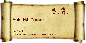 Vuk Nándor névjegykártya